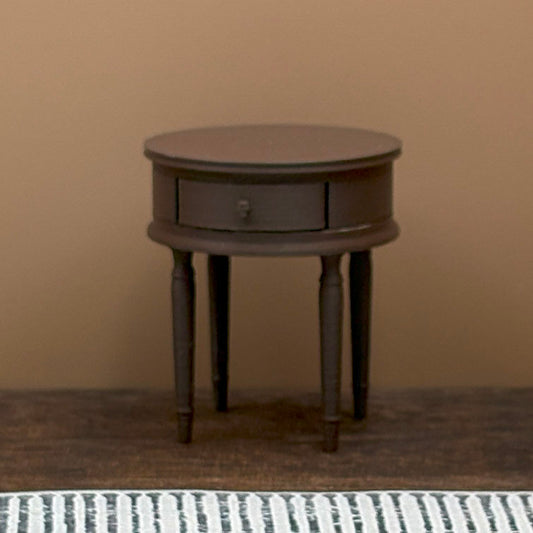 Round Side Table with Drawer Dollhouse Miniature 1:12 Scale