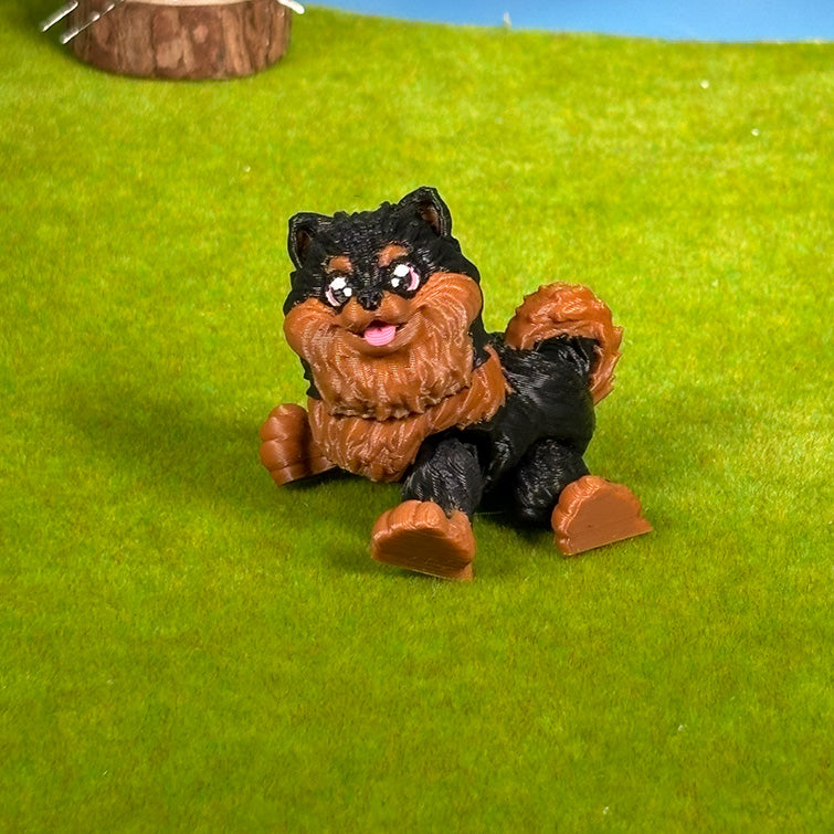 Teacup Pomeranian Puppy Pals – Orange & Sable Pomeranian Duo, Cute Dog Figurines, 3D Printed Gift
