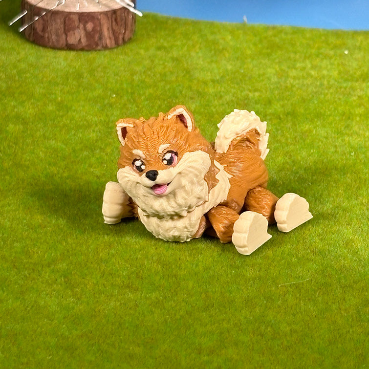Teacup Pomeranian Puppy Pals – Orange & Sable Pomeranian Duo, Cute Dog Figurines, 3D Printed Gift