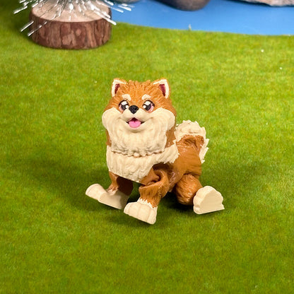 Teacup Pomeranian Puppy Pals – Orange & Sable Pomeranian Duo, Cute Dog Figurines, 3D Printed Gift