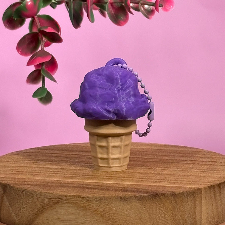 Ice Cream Cone Clicker Keychains – Cute Kawaii Fidget Toys, 3D Printed Dessert Charms, Bag Charm Gift